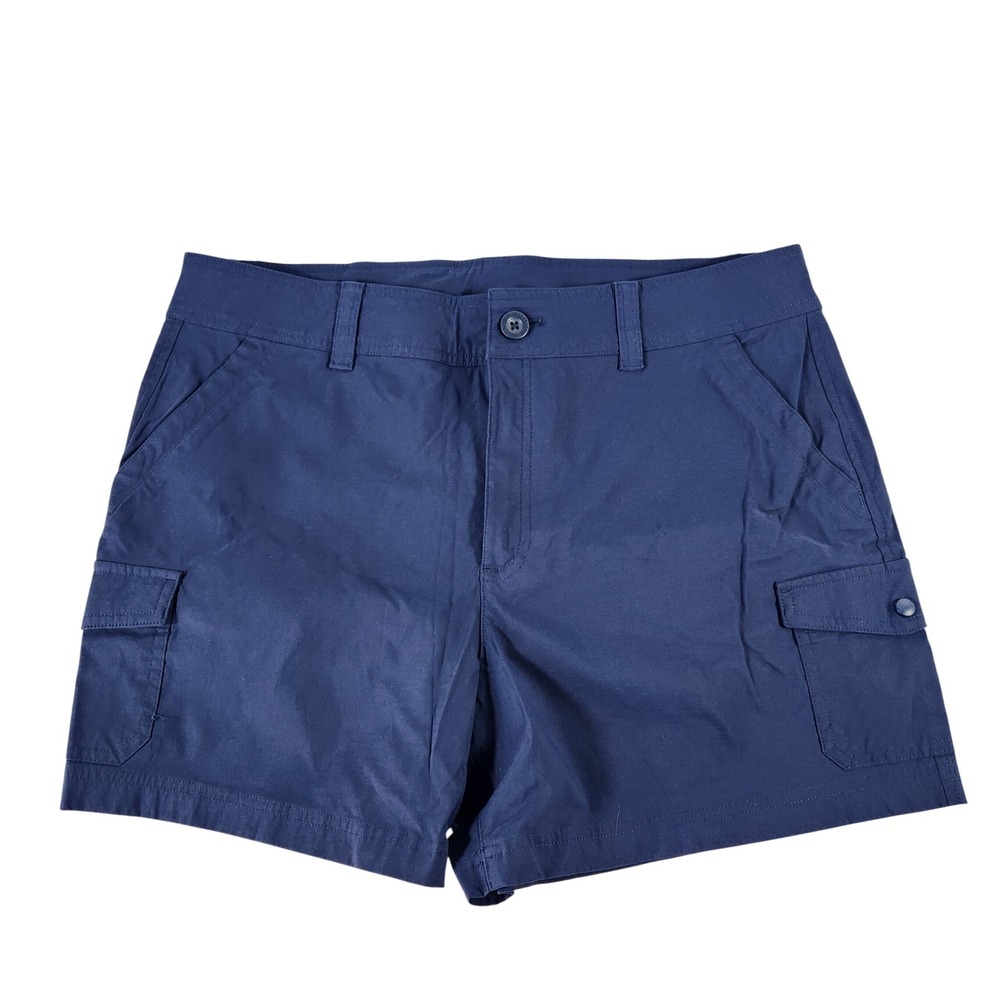 Eddie Bauer Womens Navy Blue Cargo Hiking Shorts Size 16 Nylon Spandex Stretch